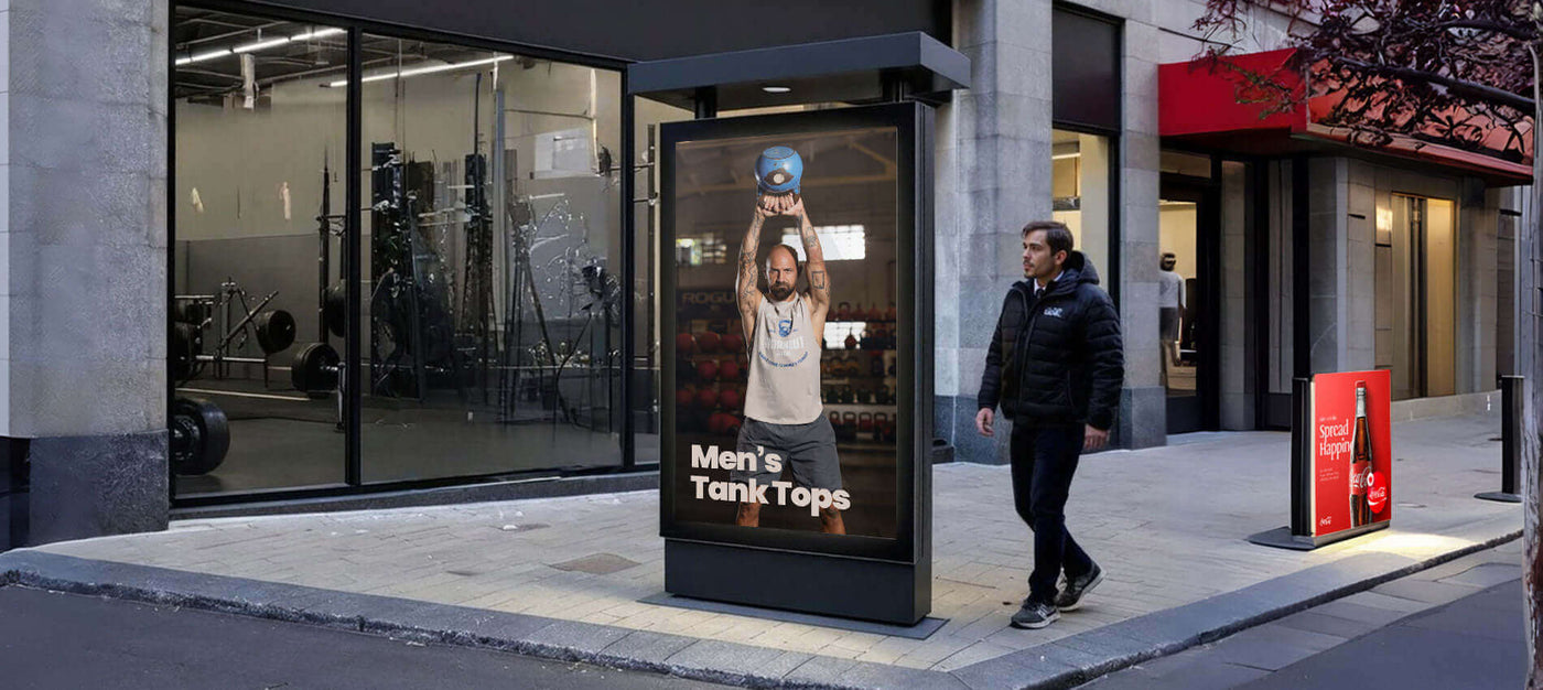 Ropa crosstraining para hombre: camiseta sin mangas (tank-top) de algodón con sisa ancha para libertad de movimiento.