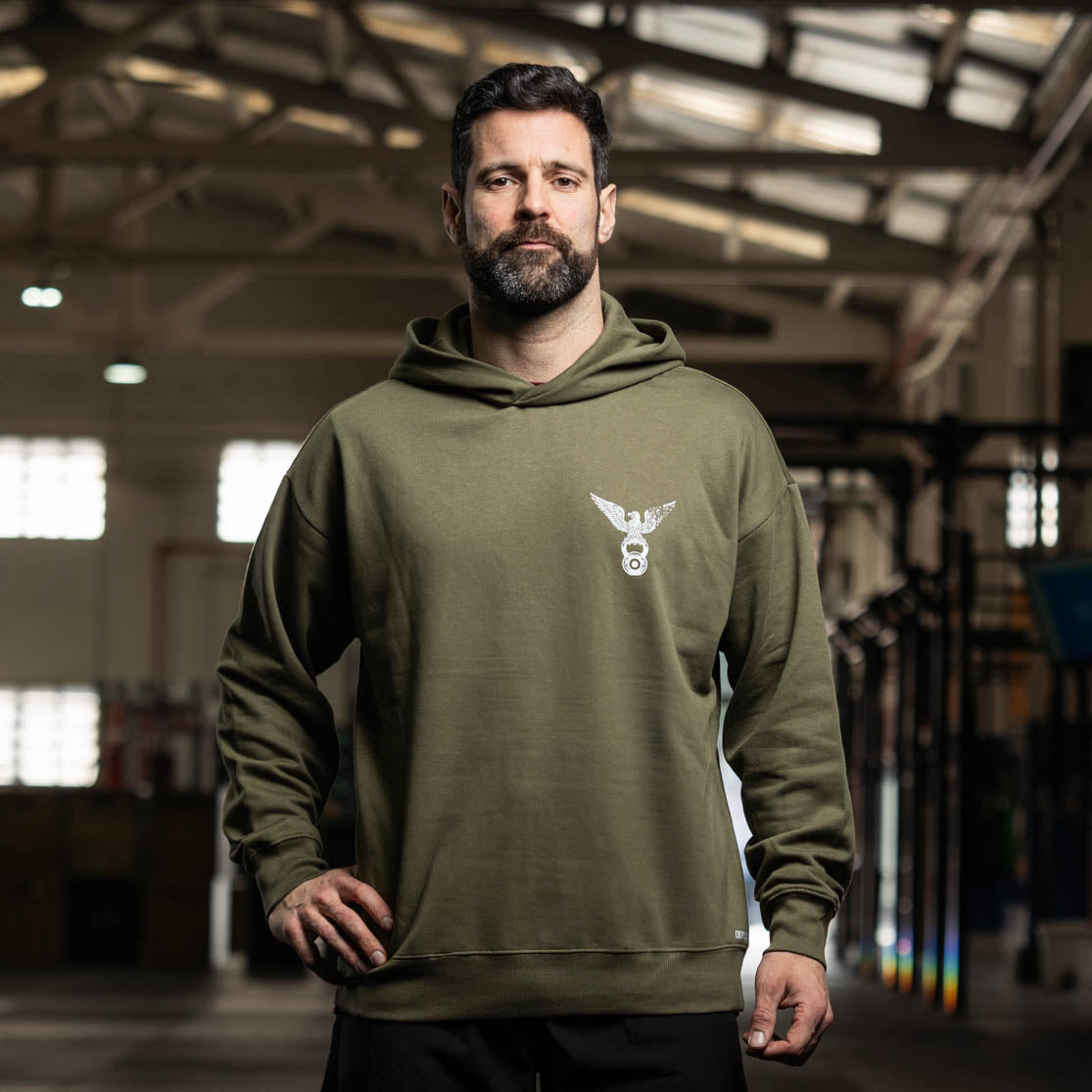 sudadera hoodie capucha cremallera oversized hombre algodón crosstraining ropa cocowod atleta